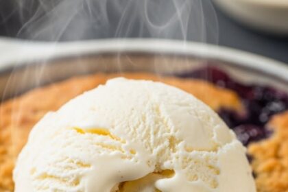 Blueberry Dessert With Ice Cream