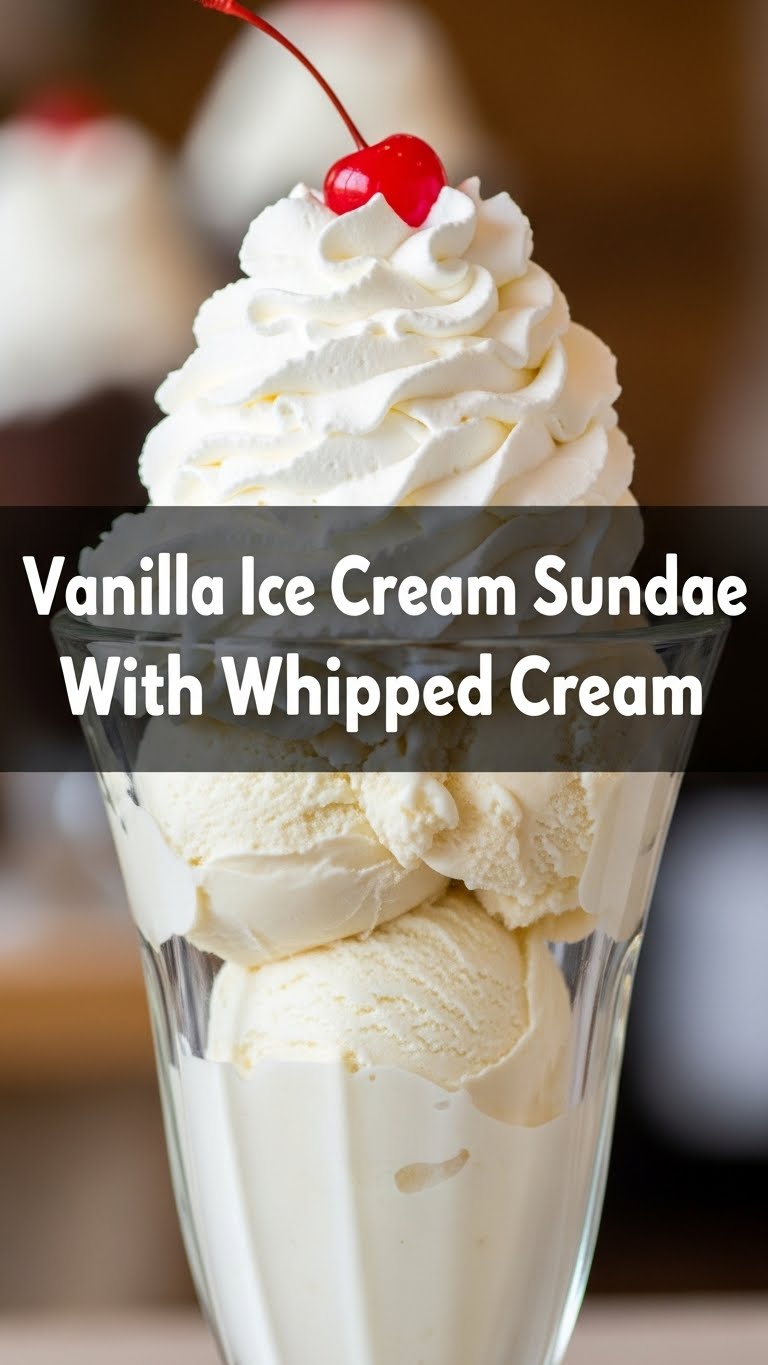 Vanilla Ice Cream Sundae With Whipped Cream