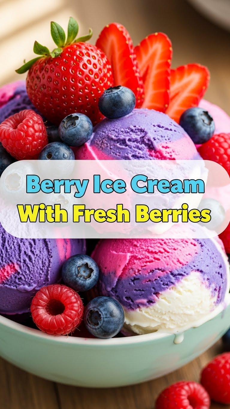 Berry Ice Cream With Fresh Berries