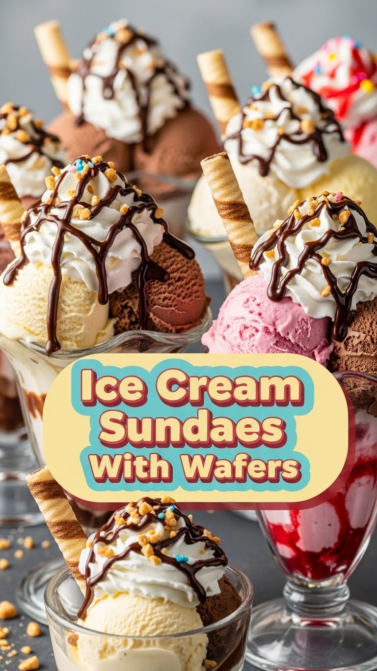 Ice Cream Sundaes With Wafers