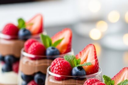 Chocolate Mousse With Berries In Glasses