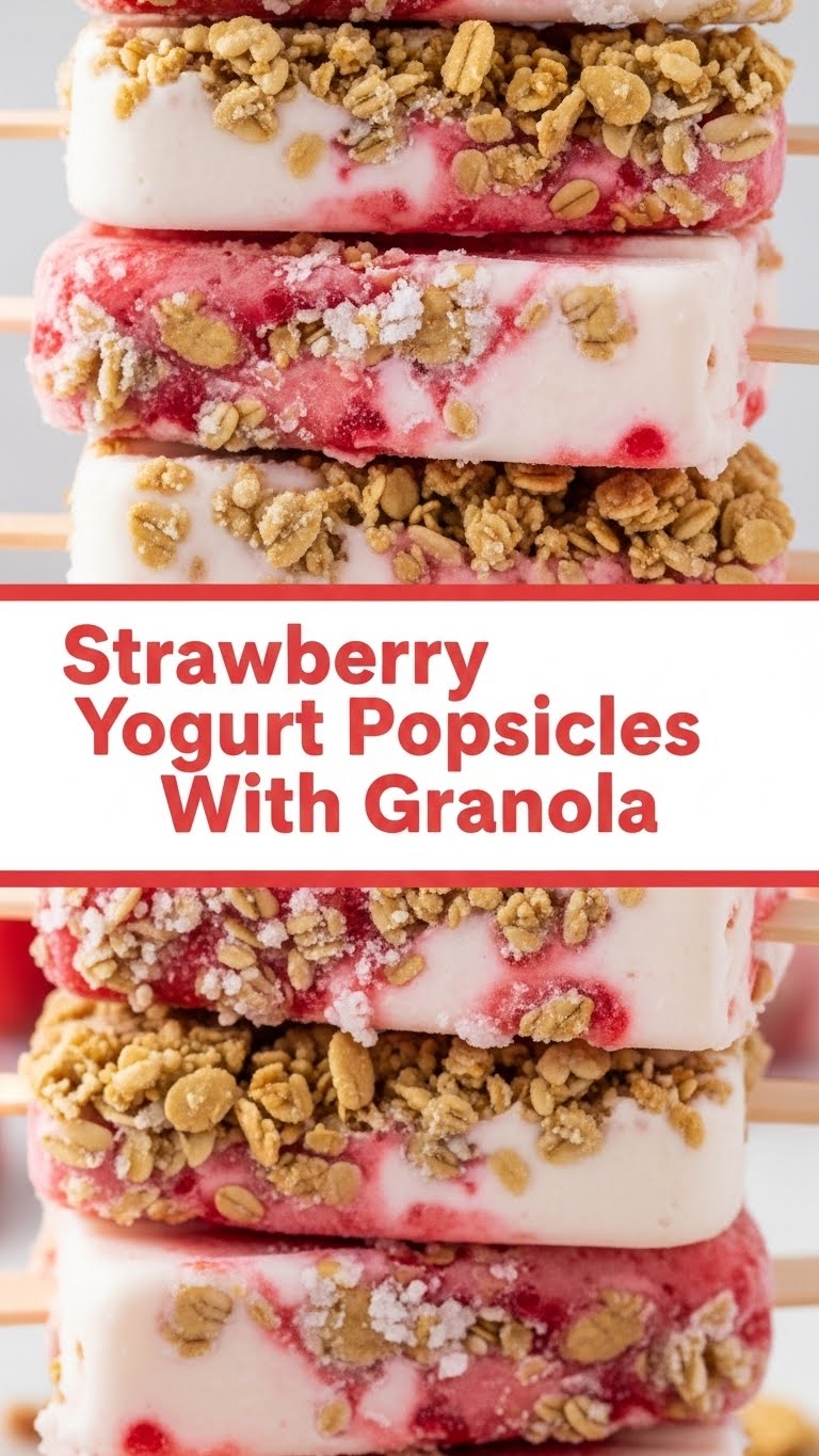 Strawberry Yogurt Popsicles With Granola