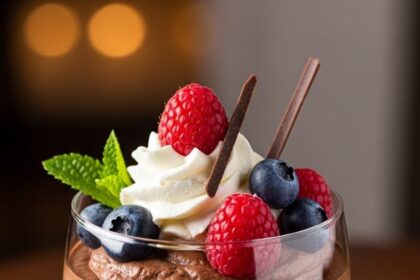 Chocolate Mousse Dessert With Garnish