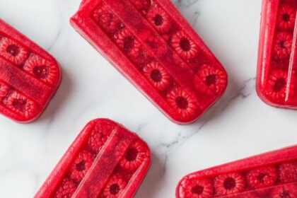 Raspberry Popsicles With Fresh Raspberries