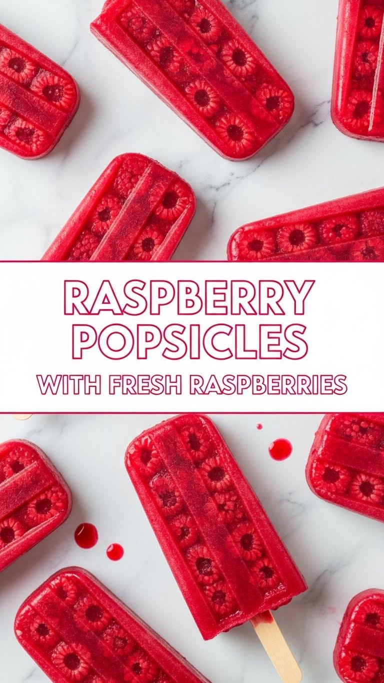 Raspberry Popsicles With Fresh Raspberries