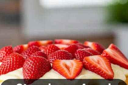 Strawberry Angel Food Cake Dessert With Vanilla Pudding