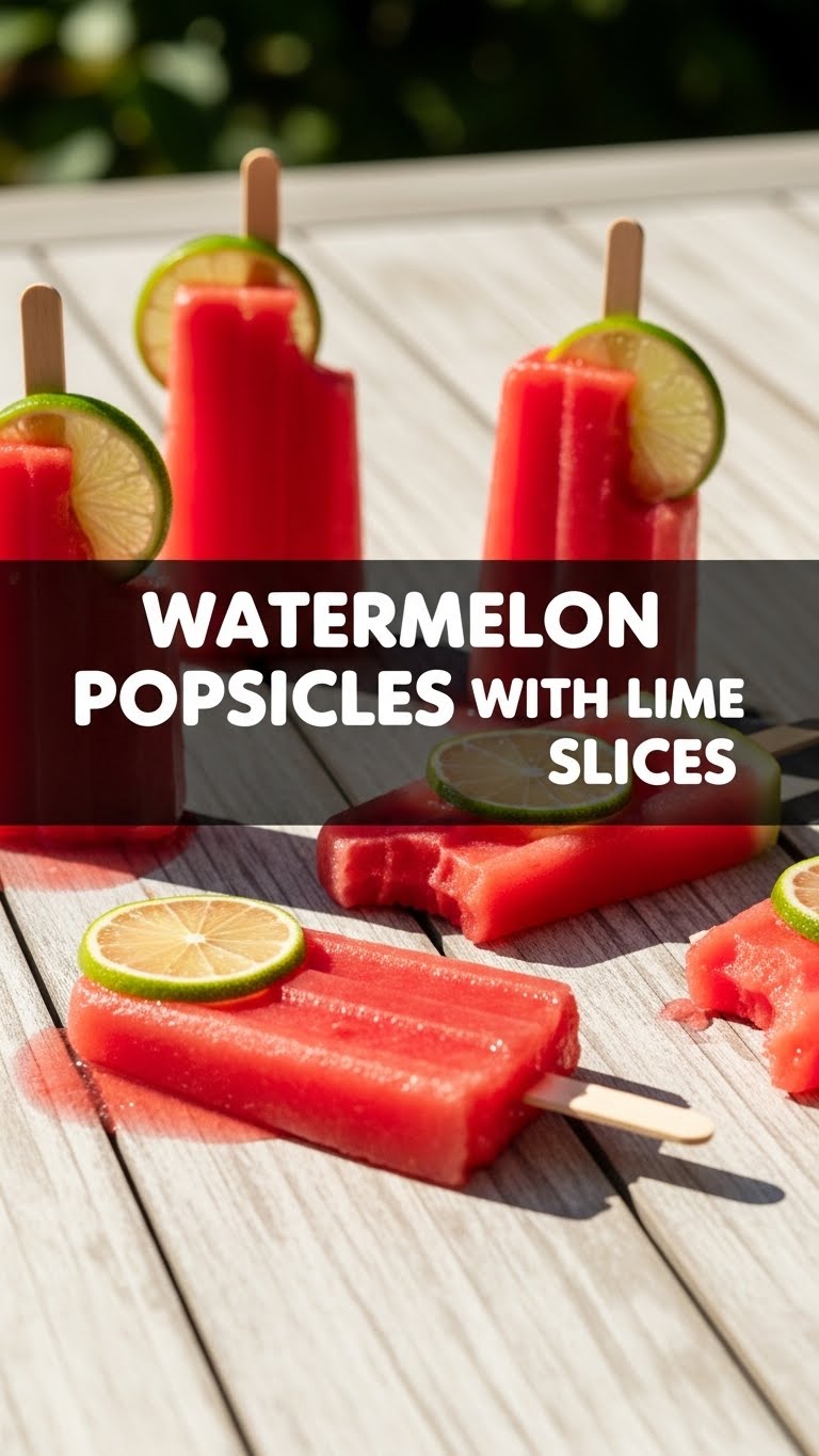 Watermelon Popsicles With Lime Slices