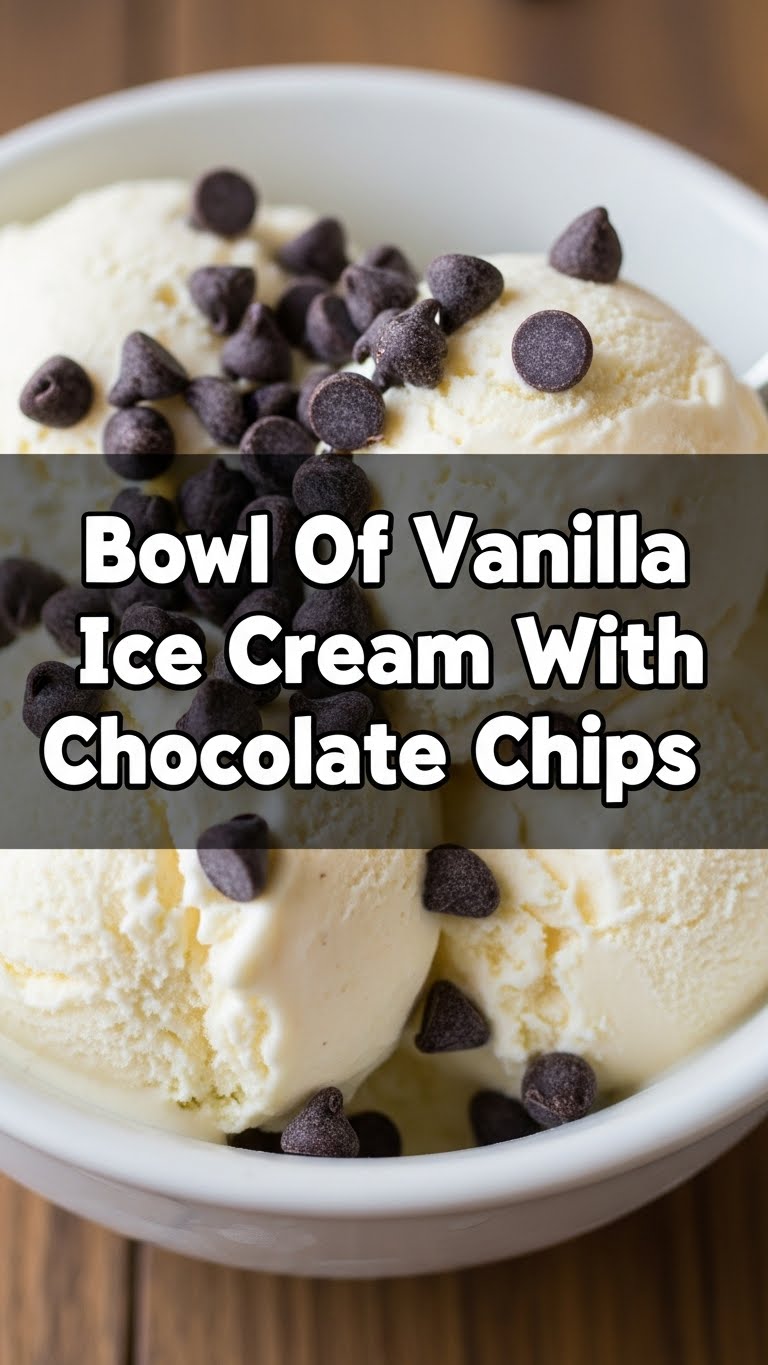 Bowl Of Vanilla Ice Cream With Chocolate Chips