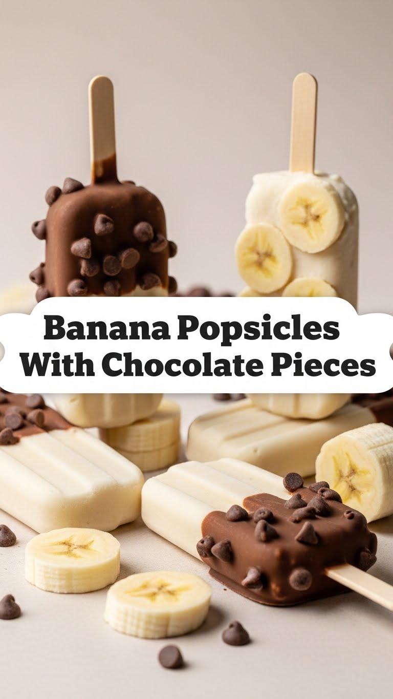 Banana Popsicles With Chocolate Pieces