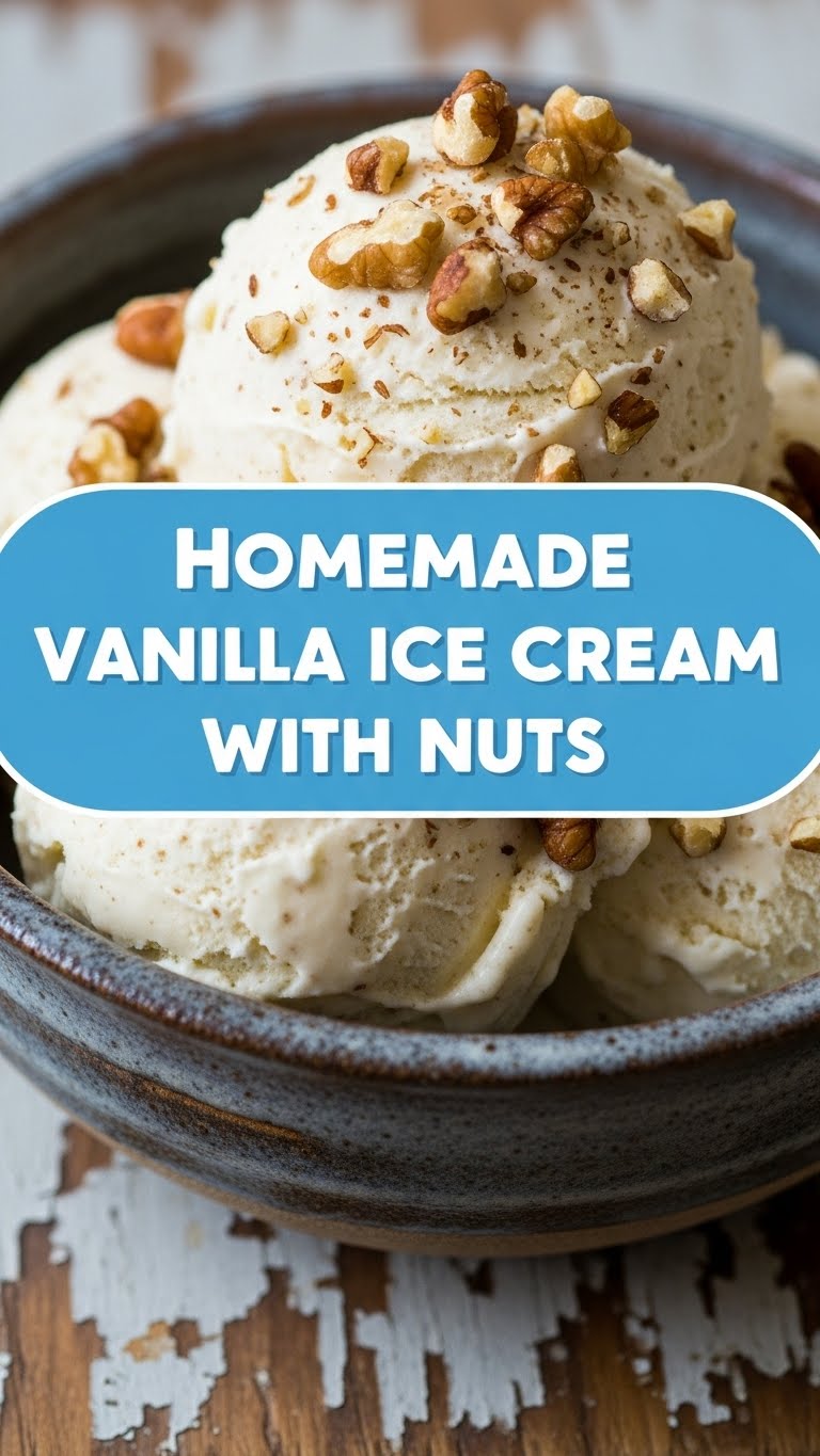 Homemade Vanilla Ice Cream With Nuts