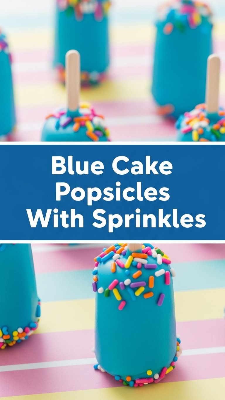 Blue Cake Popsicles With Sprinkles