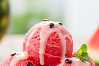 Watermelon Sorbet With Sweetened Condensed Milk