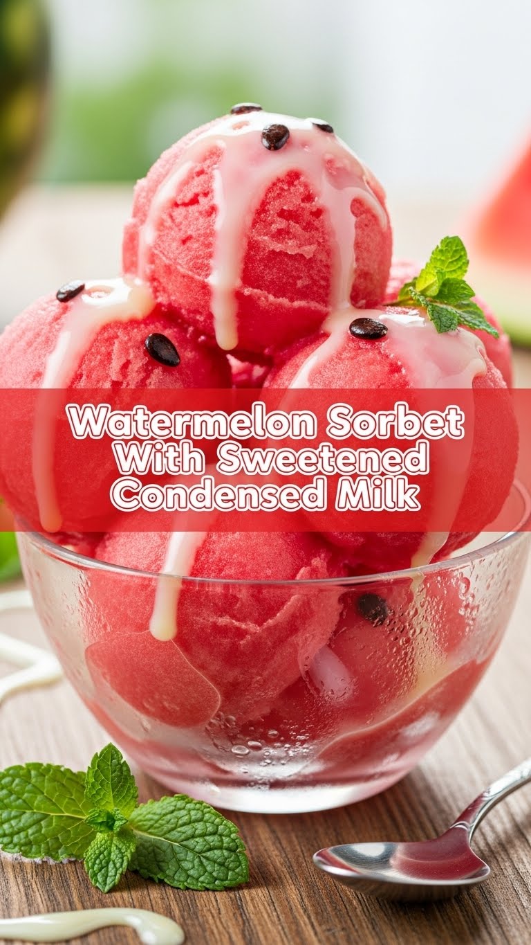 Watermelon Sorbet With Sweetened Condensed Milk
