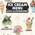 Ice Cream Menu With Illustrations