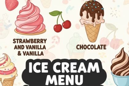 Ice Cream Menu With Illustrations