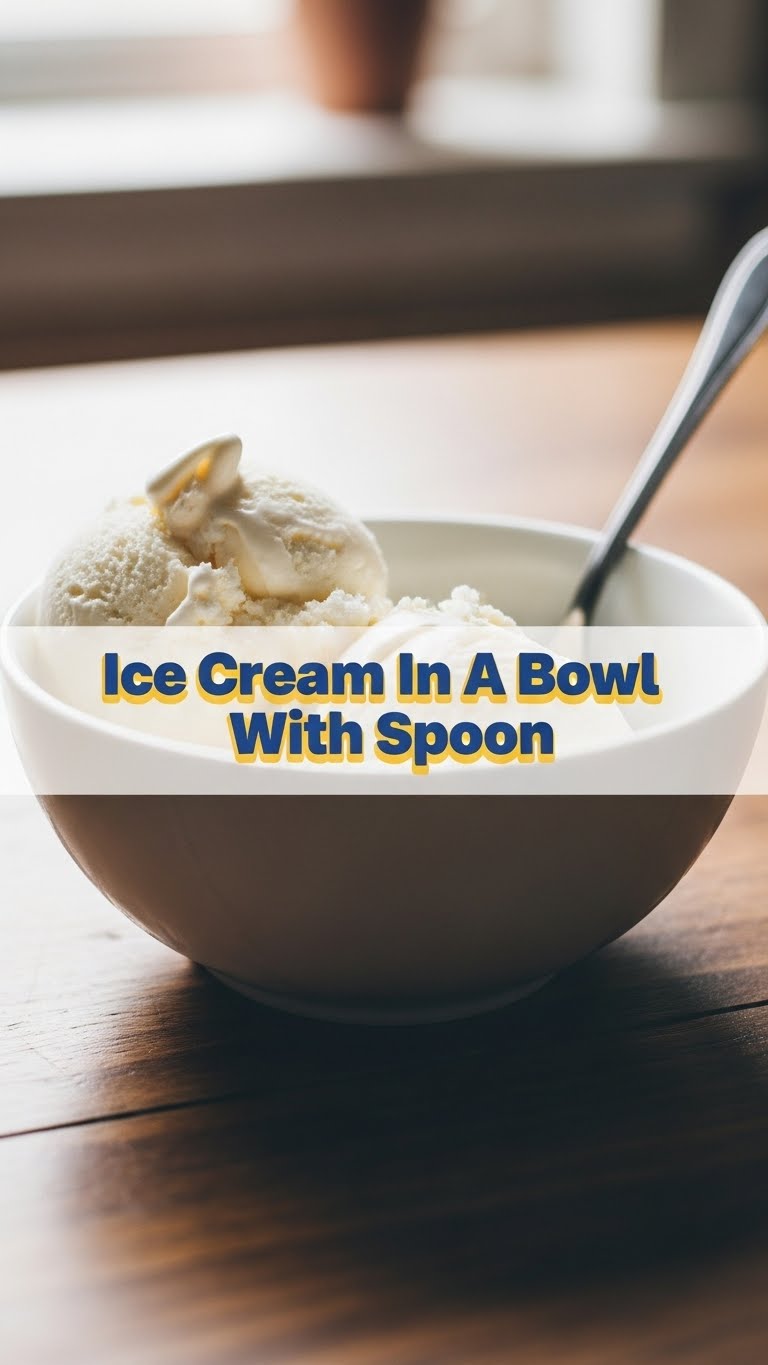 Ice Cream In A Bowl With Spoon