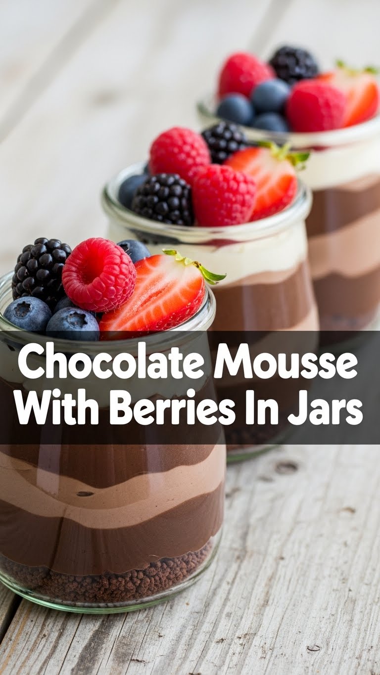 Chocolate Mousse With Berries In Jars