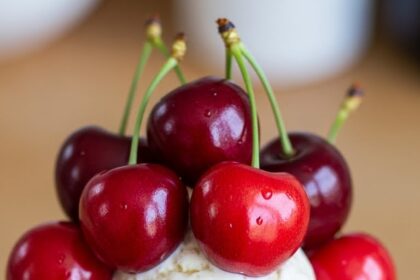 Homemade Vanilla Ice Cream With Cherries