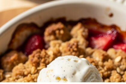 Strawberry Rhubarb Dessert With Ice Cream