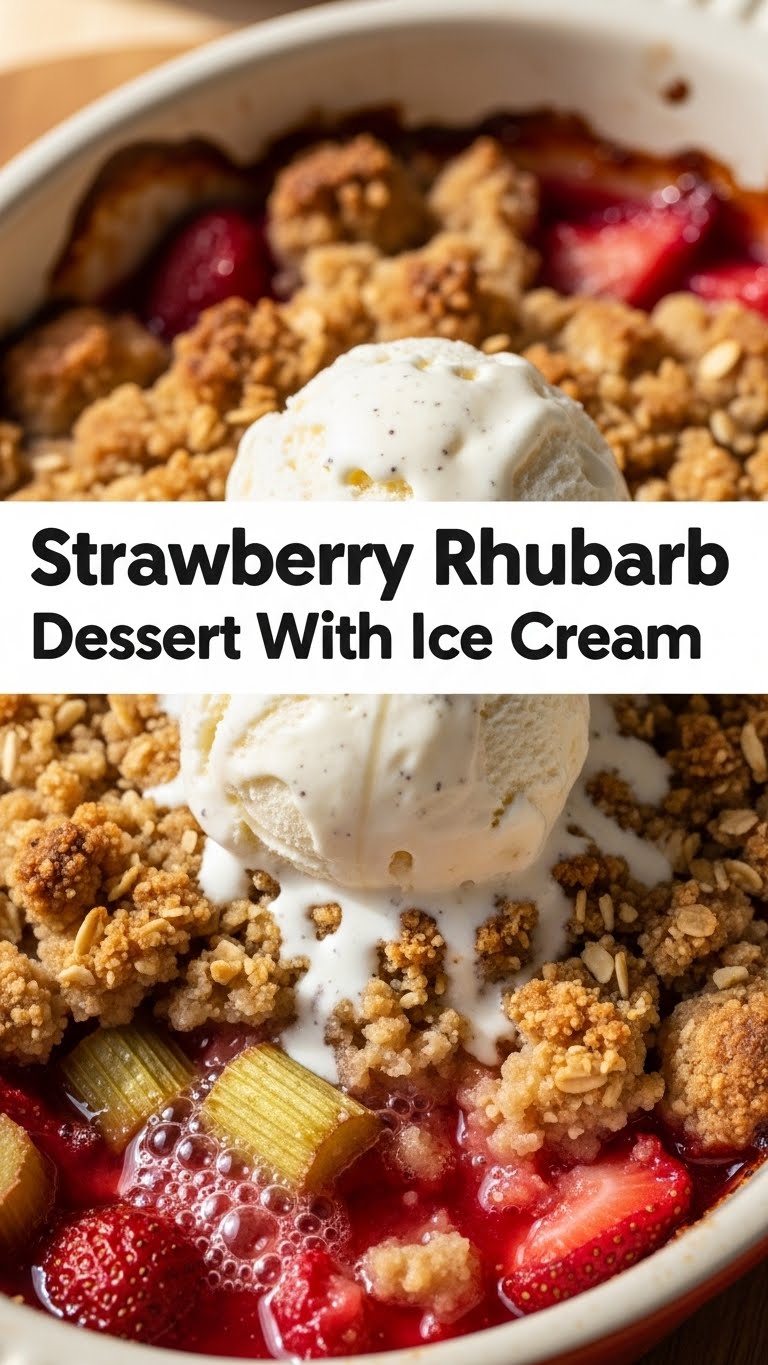 Strawberry Rhubarb Dessert With Ice Cream