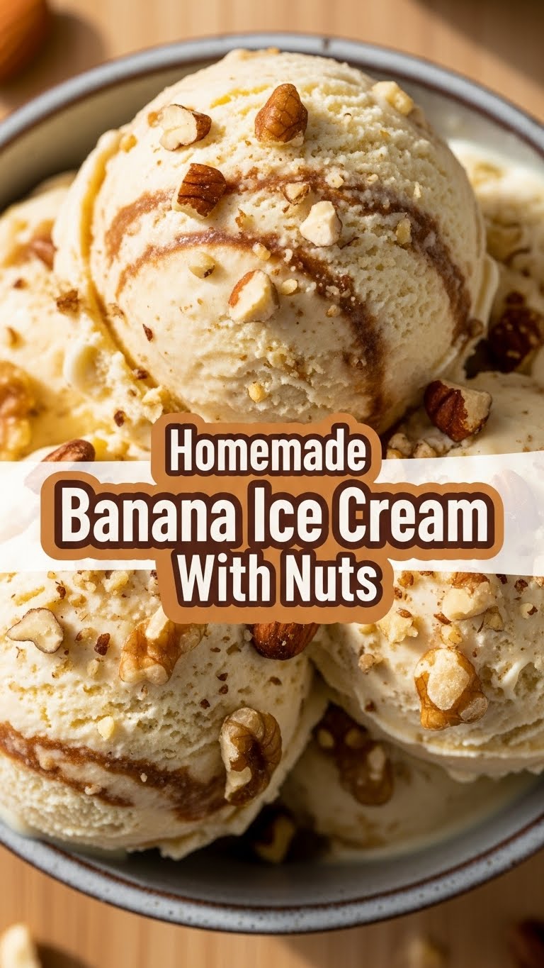 Homemade Banana Ice Cream With Nuts