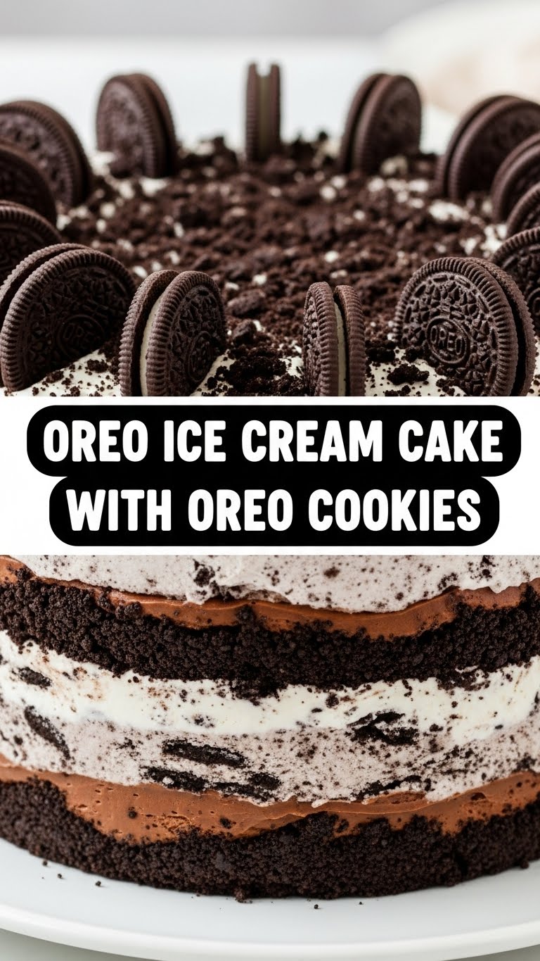 Oreo Ice Cream Cake With Oreo Cookies