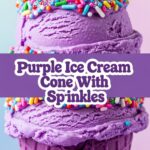 Purple Ice Cream Cone With Sprinkles