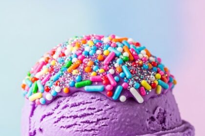 Purple Ice Cream Cone With Sprinkles