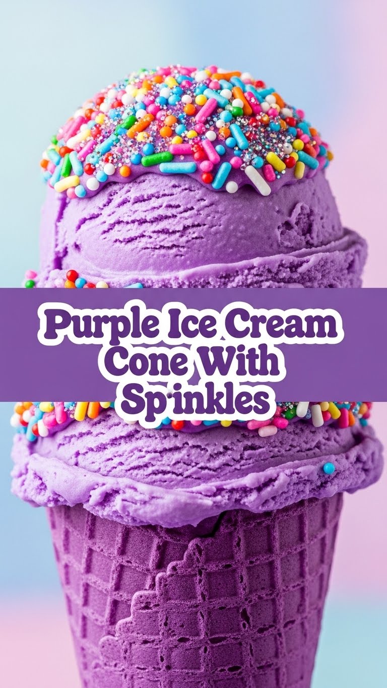 Purple Ice Cream Cone With Sprinkles
