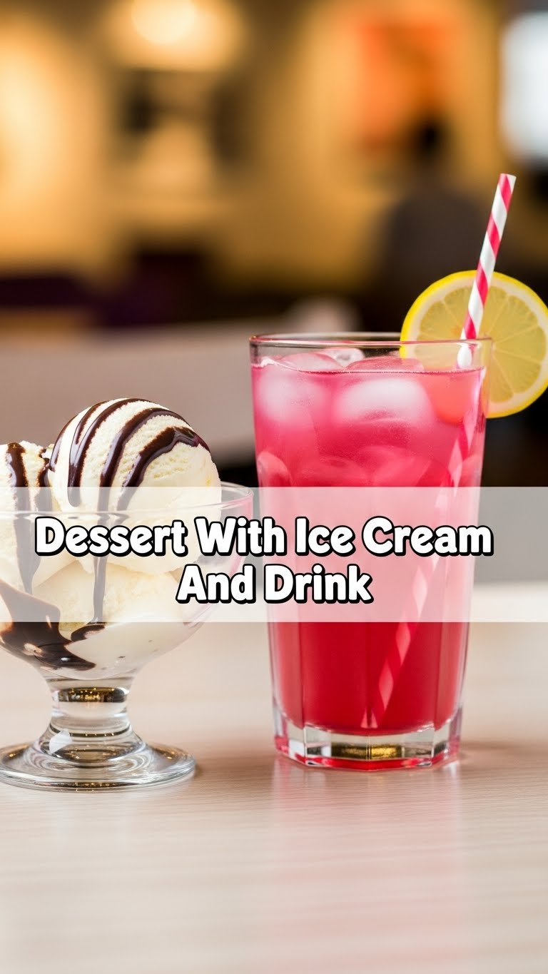 Dessert With Ice Cream And Drink
