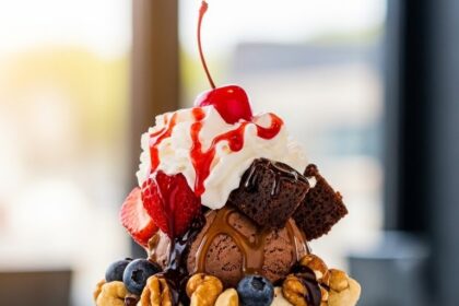 Ice Cream In A Glass With Toppings