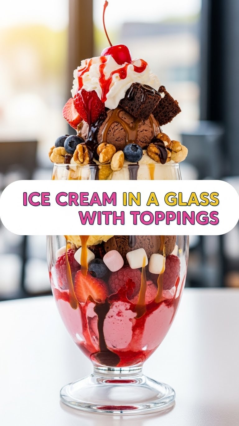 Ice Cream In A Glass With Toppings