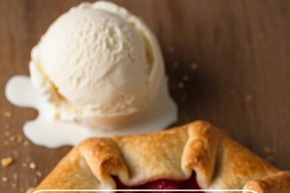 Strawberry Rhubarb Galette With Ice Cream