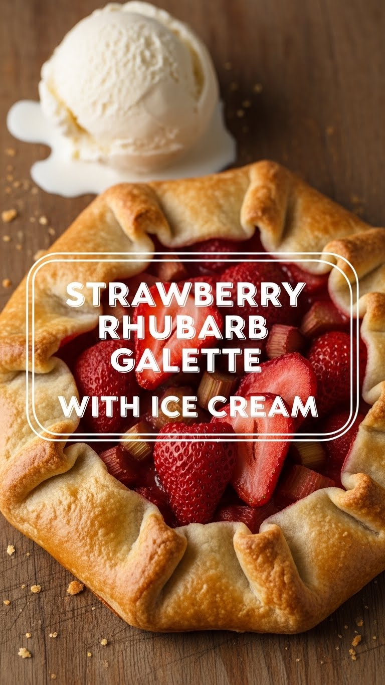Strawberry Rhubarb Galette With Ice Cream