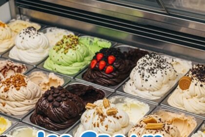 Ice Cream Display With Various Flavors