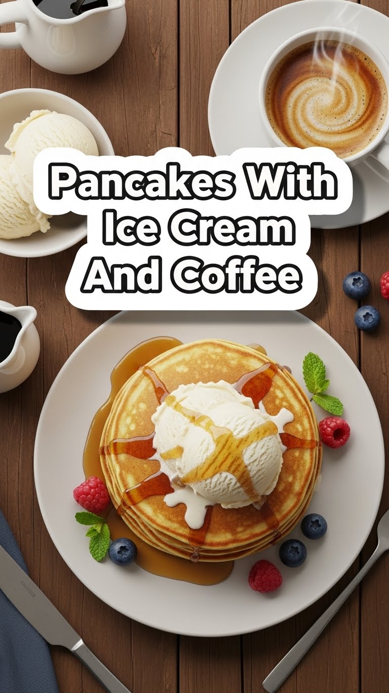 Pancakes With Ice Cream And Coffee