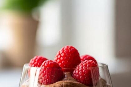 Chocolate Avocado Mousse With Raspberries
