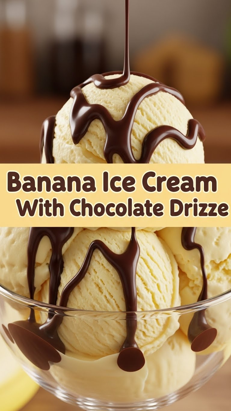 Banana Ice Cream With Chocolate Drizzle