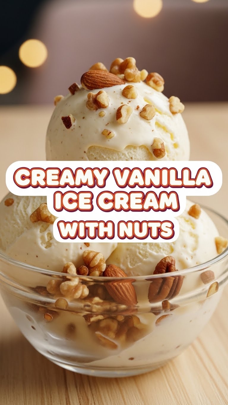 Creamy Vanilla Ice Cream With Nuts