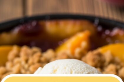 Peach Crisp Dessert With Ice Cream