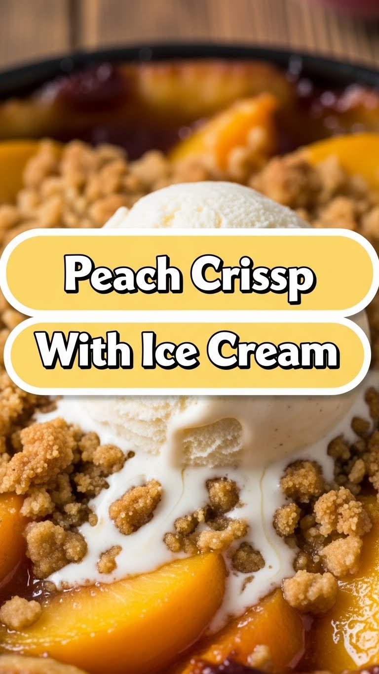 Peach Crisp Dessert With Ice Cream