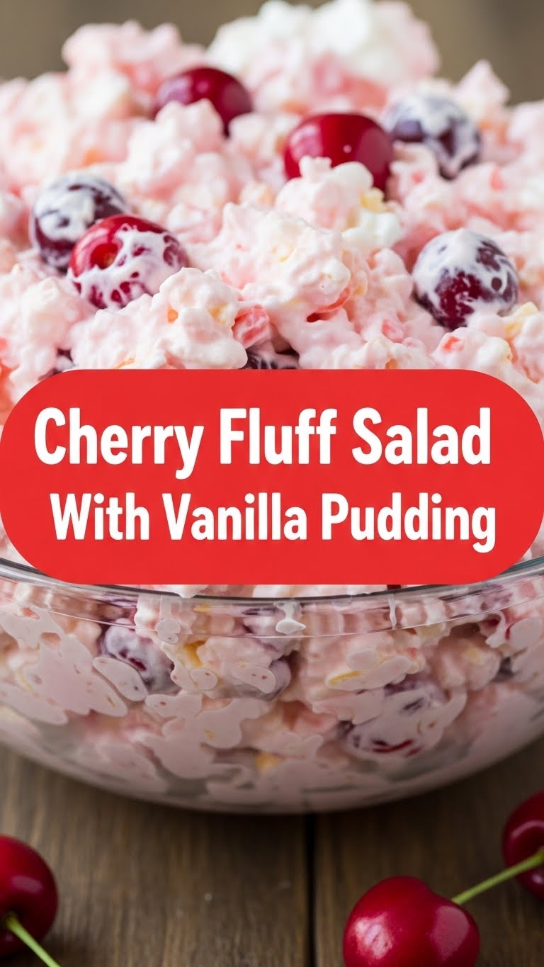 Cherry Fluff Salad With Vanilla Pudding