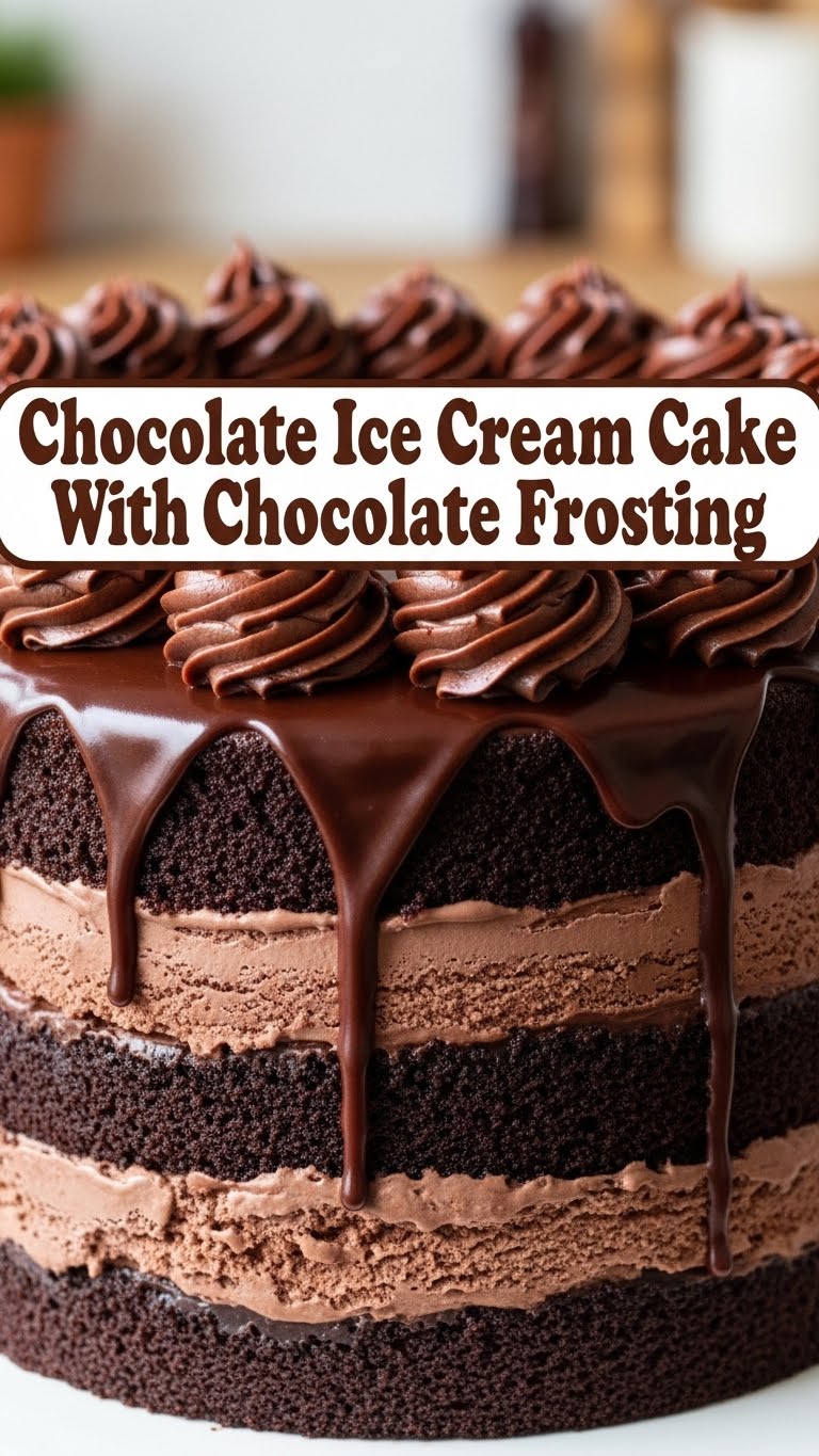 Chocolate Ice Cream Cake With Chocolate Frosting