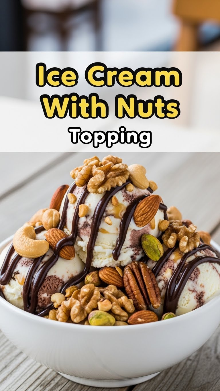 Ice Cream With Nuts Topping