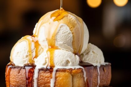 Stack Of French Toast With Ice Cream