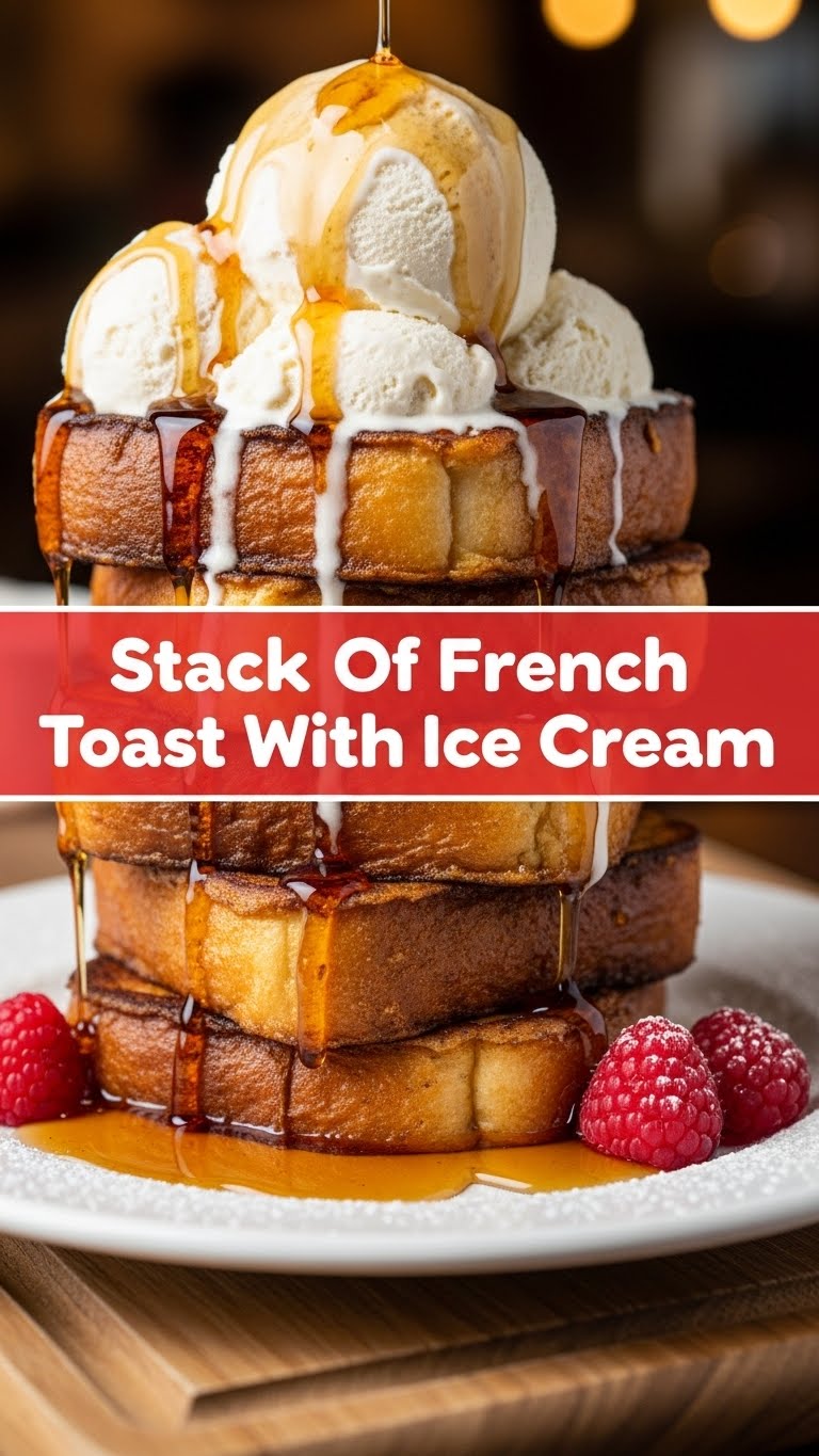 Stack Of French Toast With Ice Cream