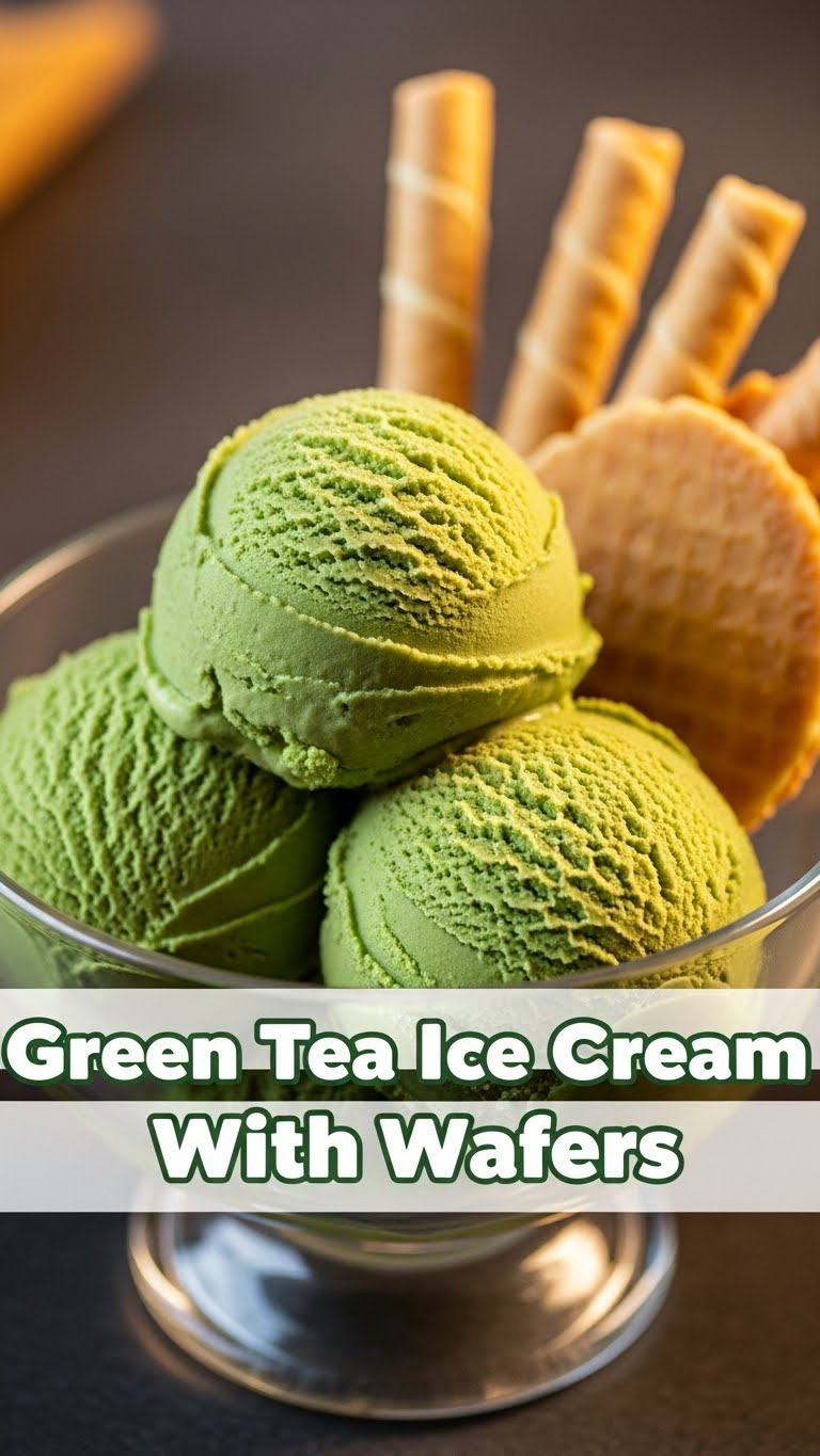 Green Tea Ice Cream With Wafers
