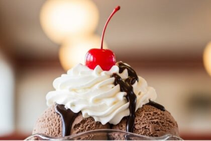 Chocolate Ice Cream Sundae With Cherry