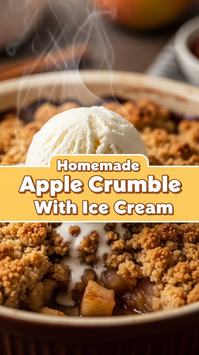 Homemade Apple Crumble With Ice Cream
