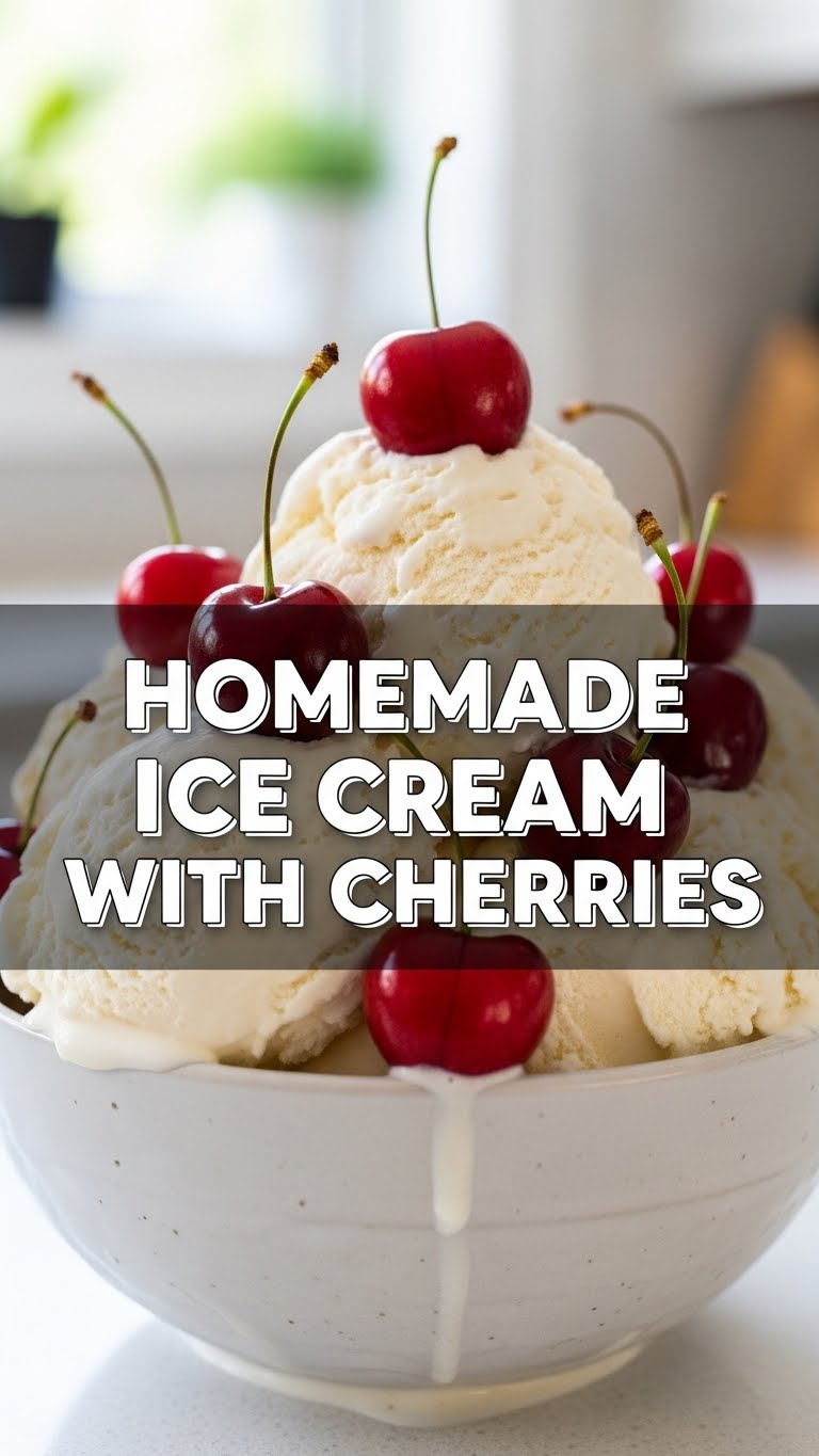 Homemade Ice Cream With Cherries